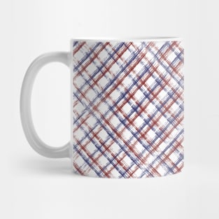 Thin Lines Blue Red White Plaid Mug